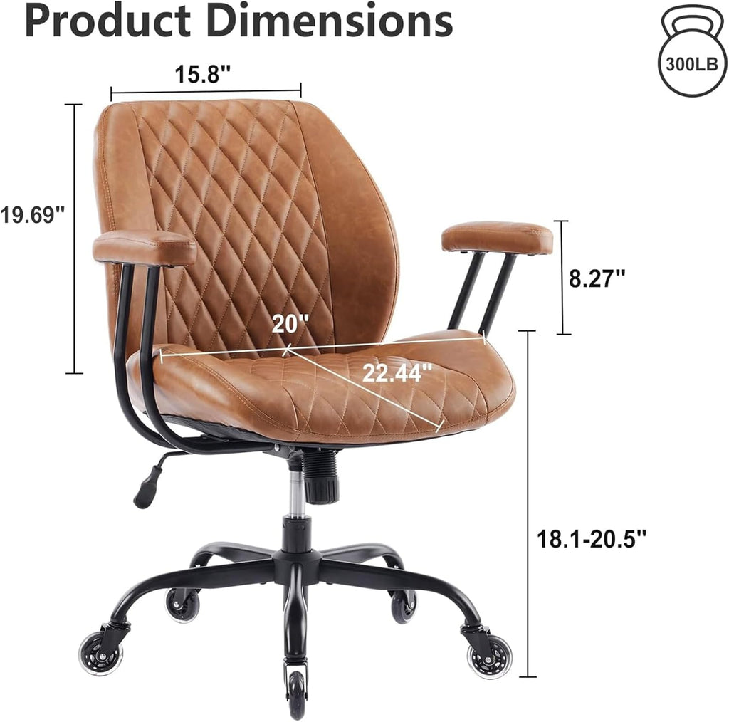 Brown Leather Ergonomic Office Chair