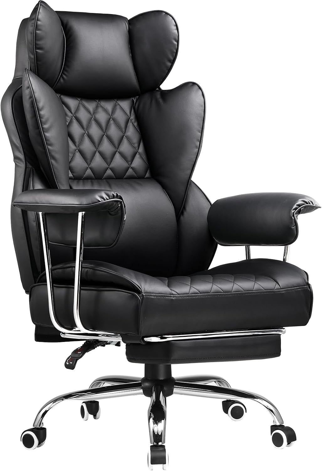 Big Tall Leather Office Chair with Footrest