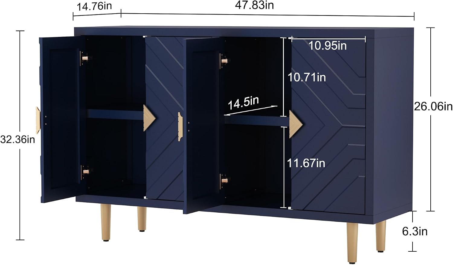 Embossed 4-Door Sideboard
