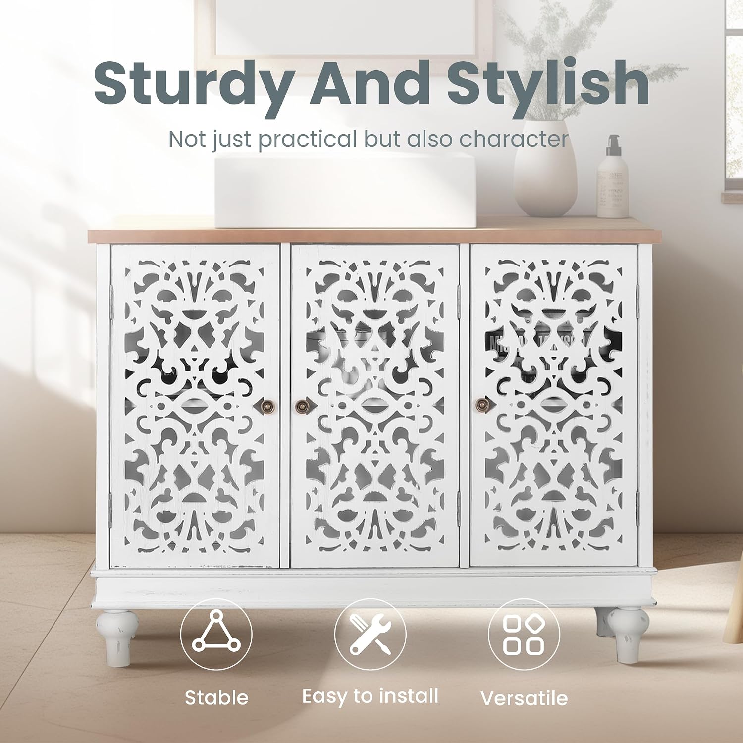 White Farmhouse Sideboard Cabinet