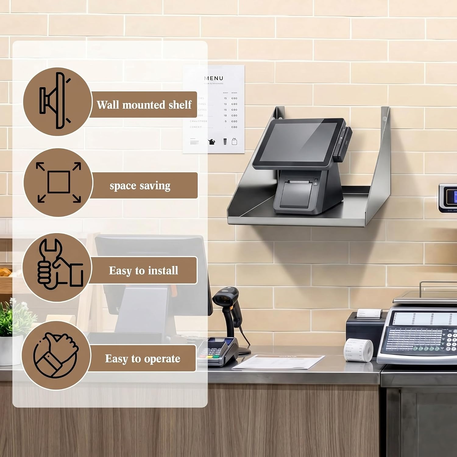 Hicarer Stainless Steel POS Printer Shelf