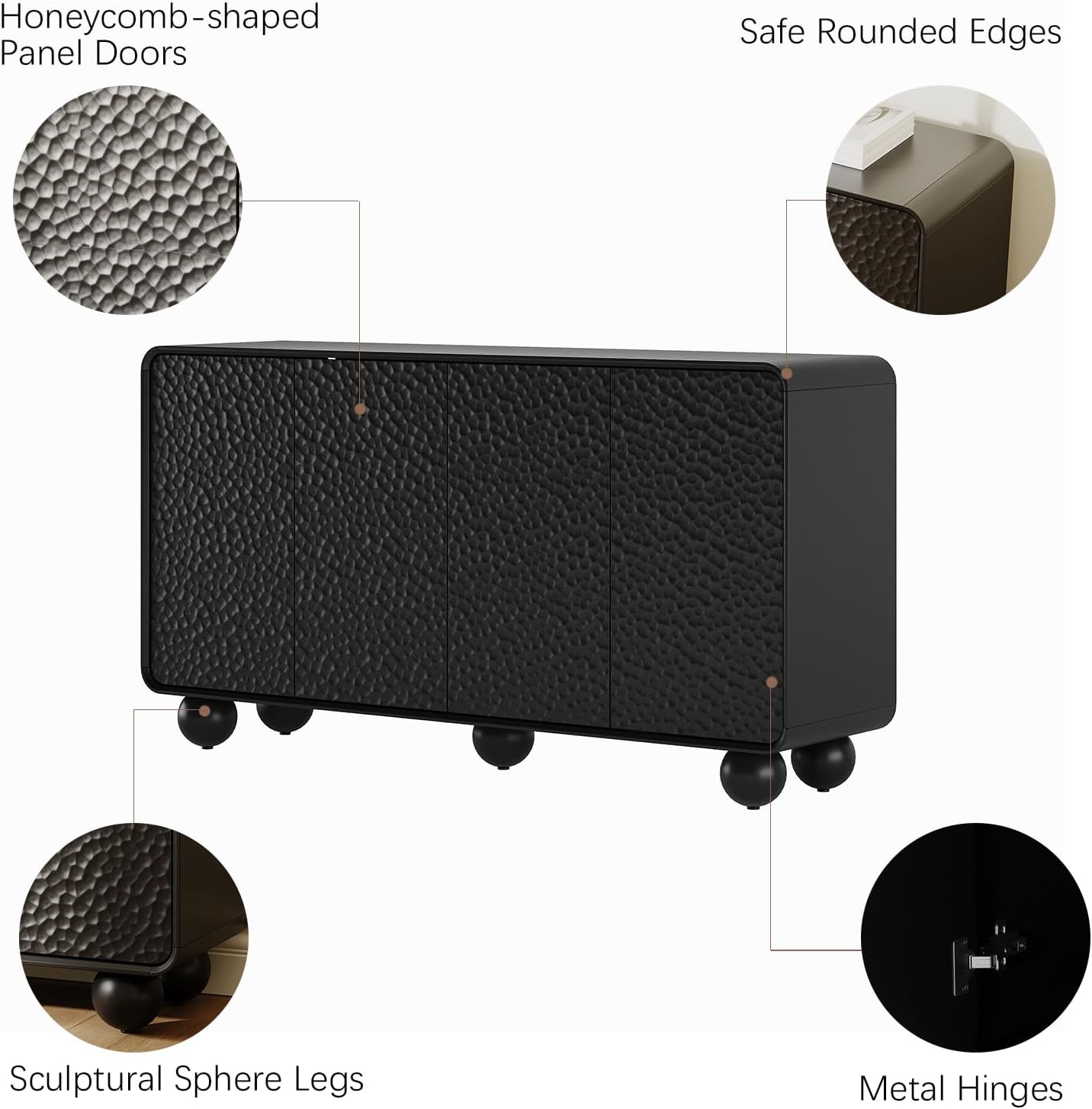 Black Honeycomb Textured Sideboard