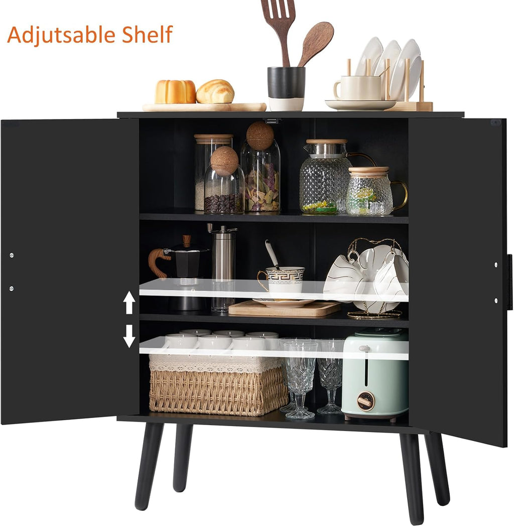 Iwell Black Storage Sideboard Cabinet