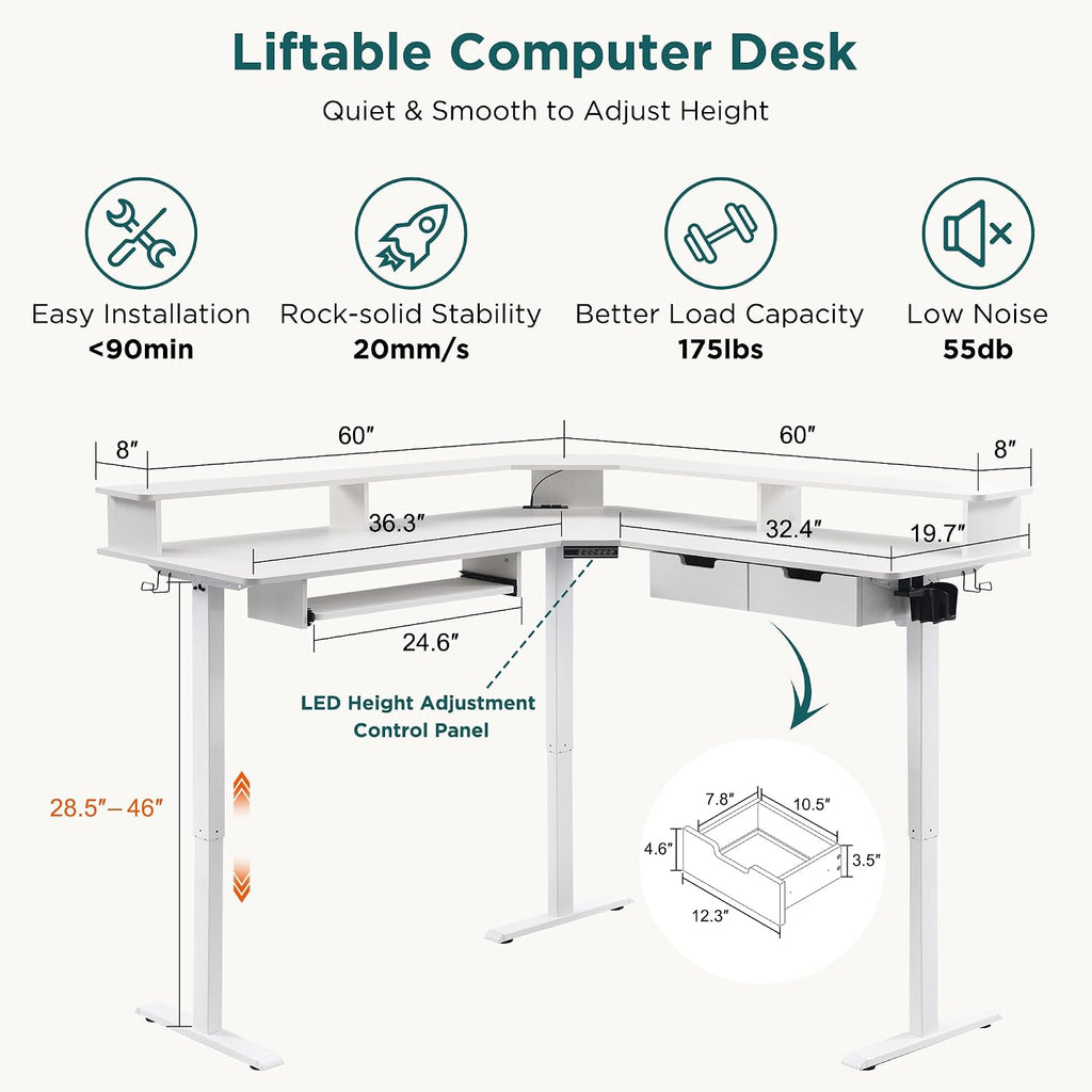 RedLemon L Shaped Standing Desk