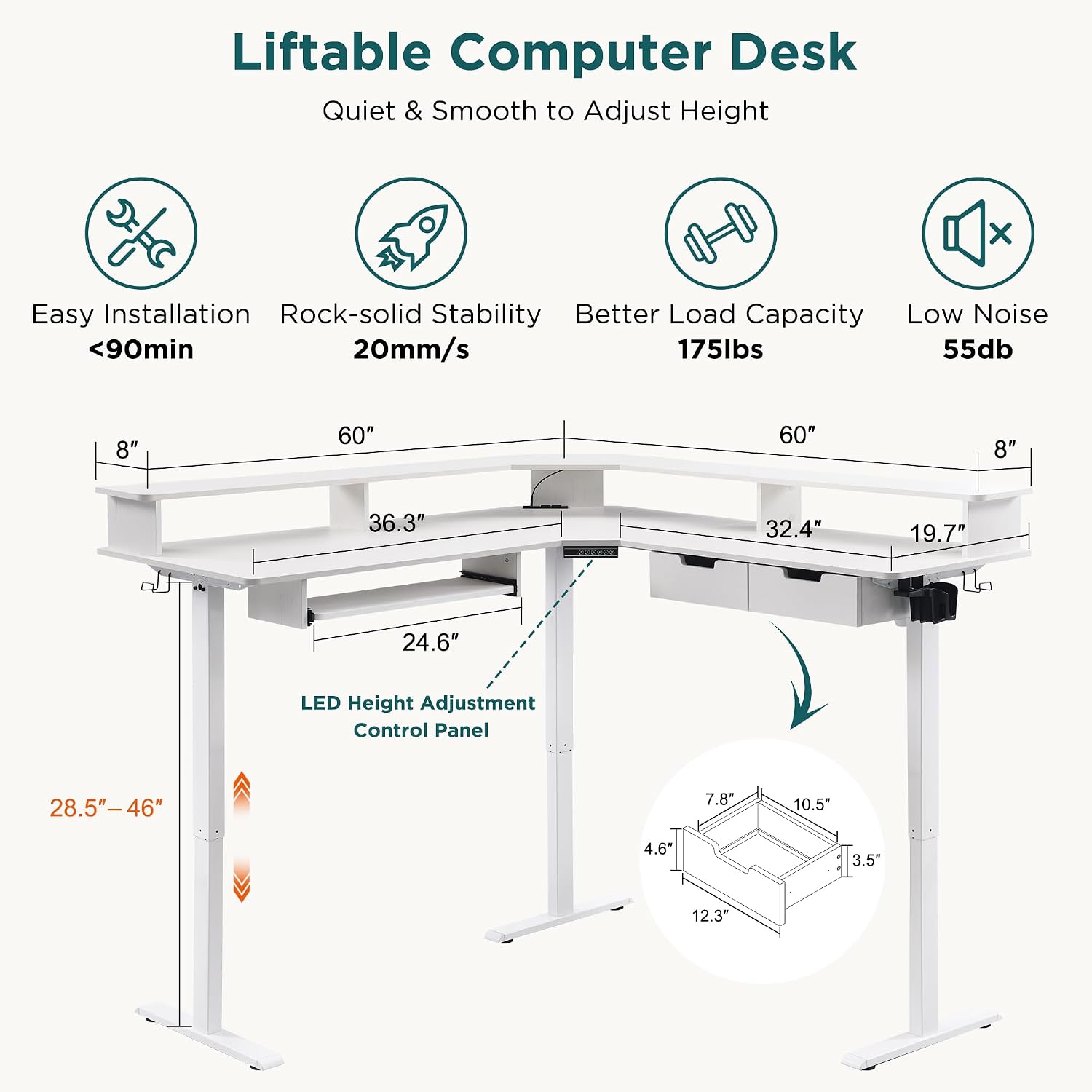 RedLemon L Shaped Standing Desk