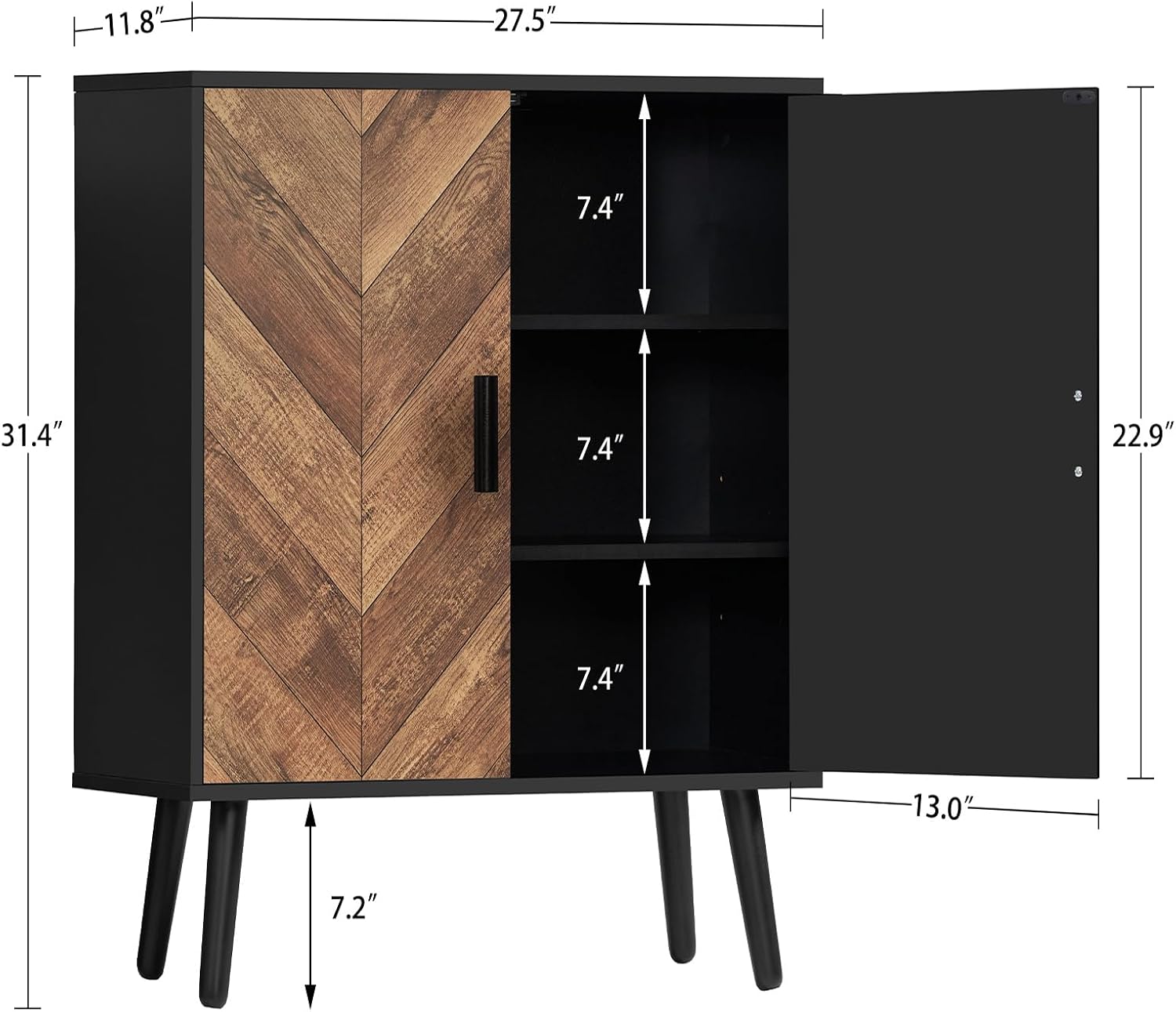 Iwell Black Storage Sideboard Cabinet
