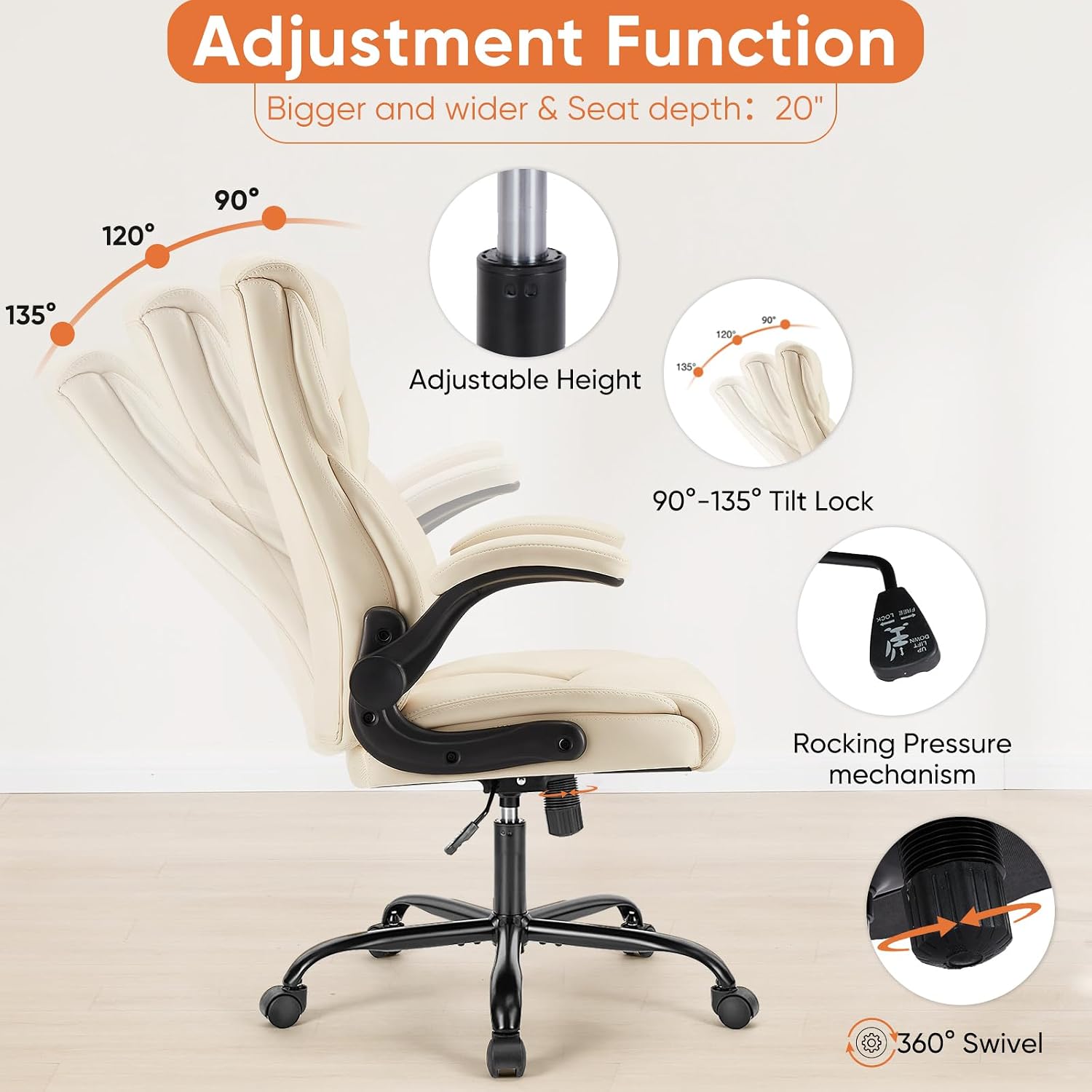 Sweetcrispy PU Leather Executive Office Chair