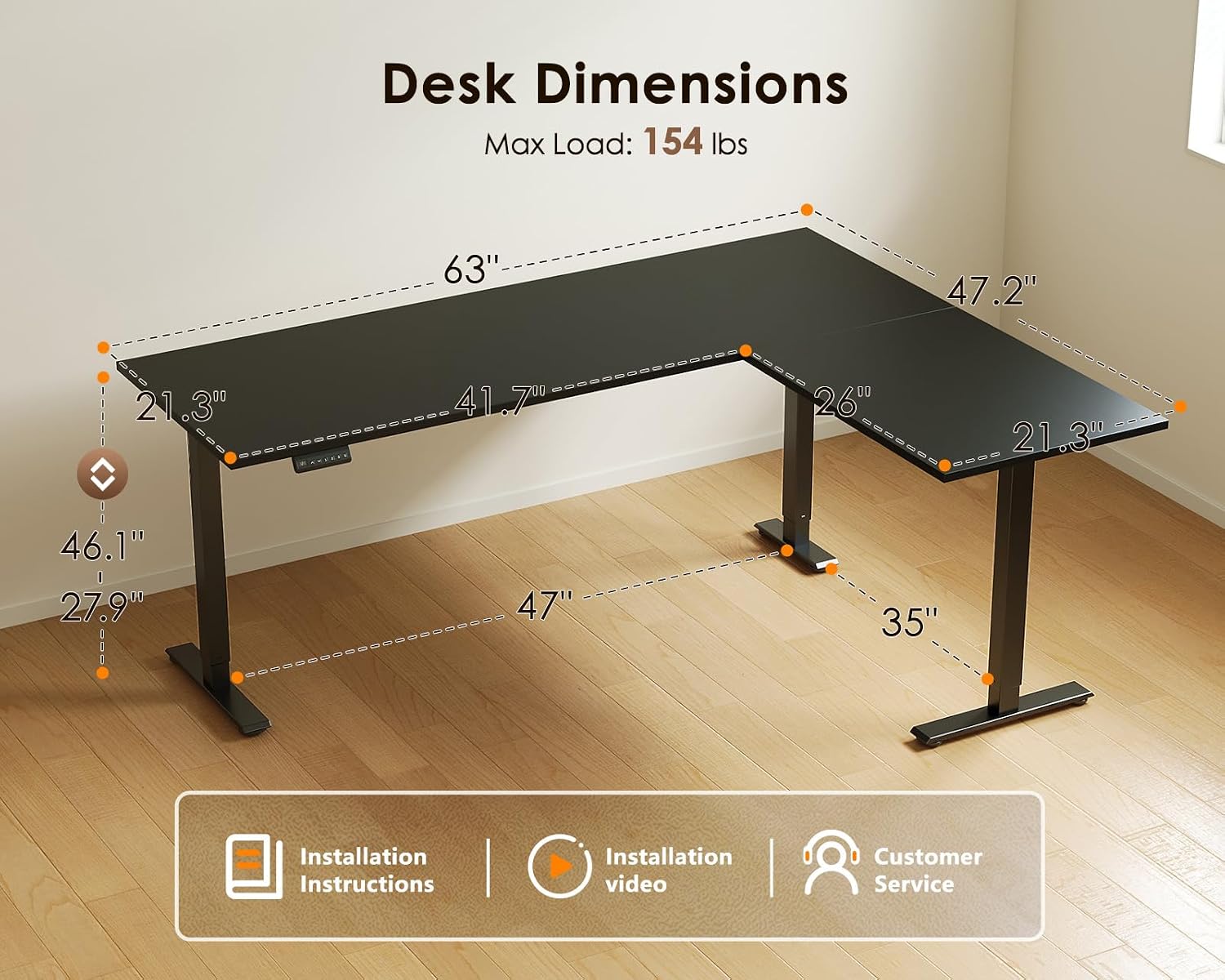 OffiGo L Shaped Standing Desk