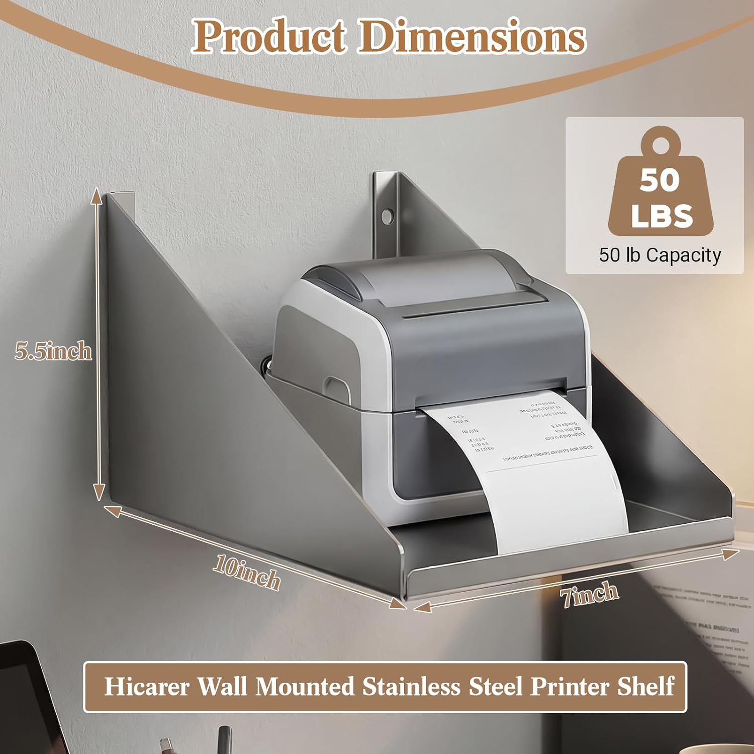 Hicarer Stainless Steel POS Printer Shelf