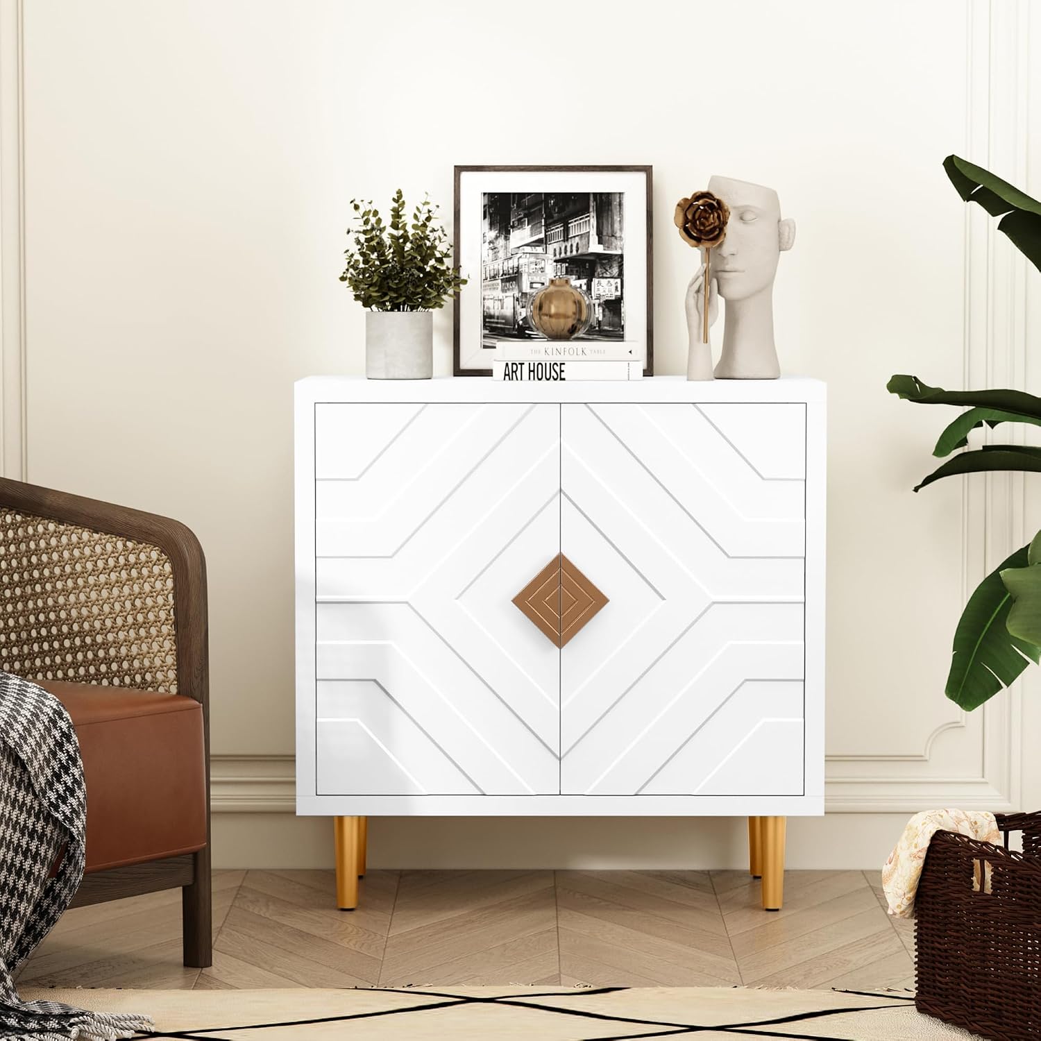Embossed Door Sideboard Storage Cabinet