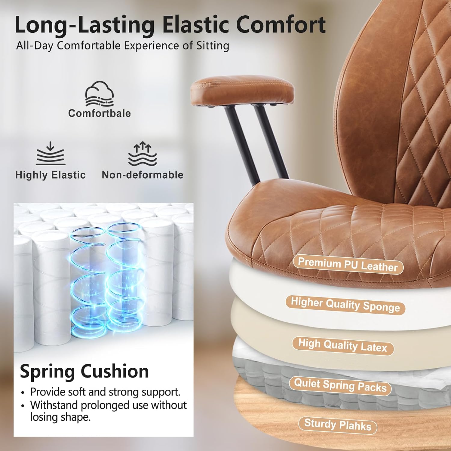 Brown Leather Ergonomic Office Chair