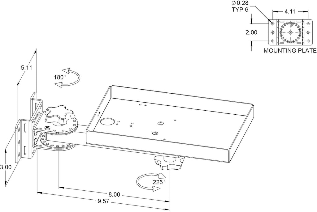 Wall Mount Printer Tray Arm