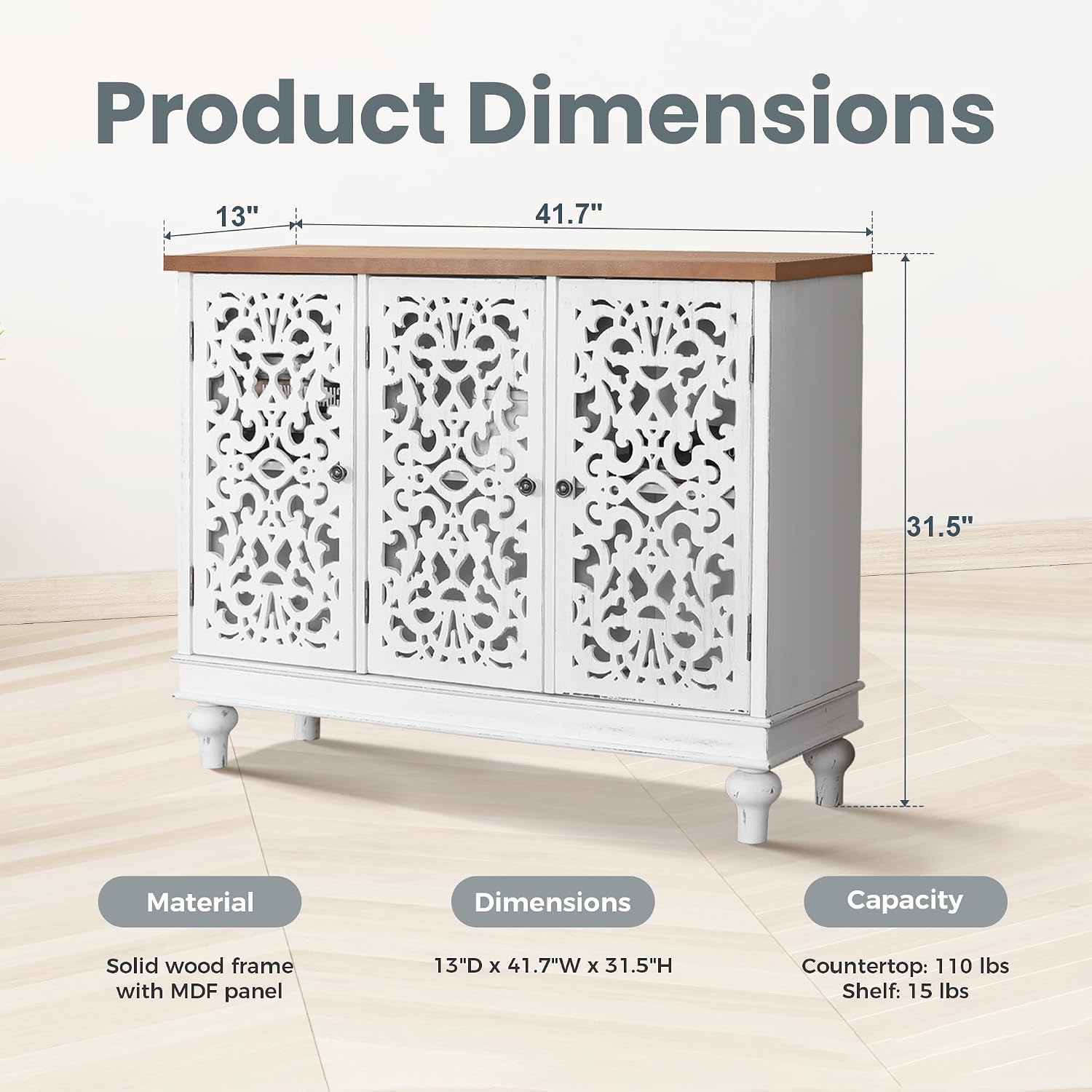 White Farmhouse Sideboard Cabinet