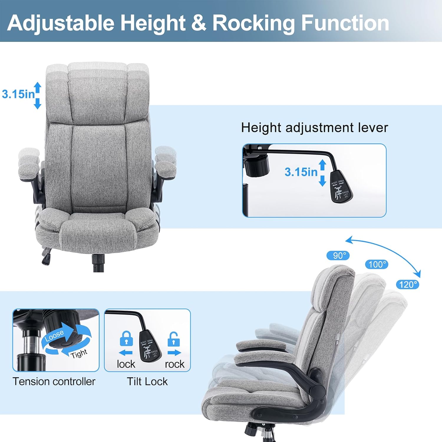 High Back Fabric Ergonomic Office Chair