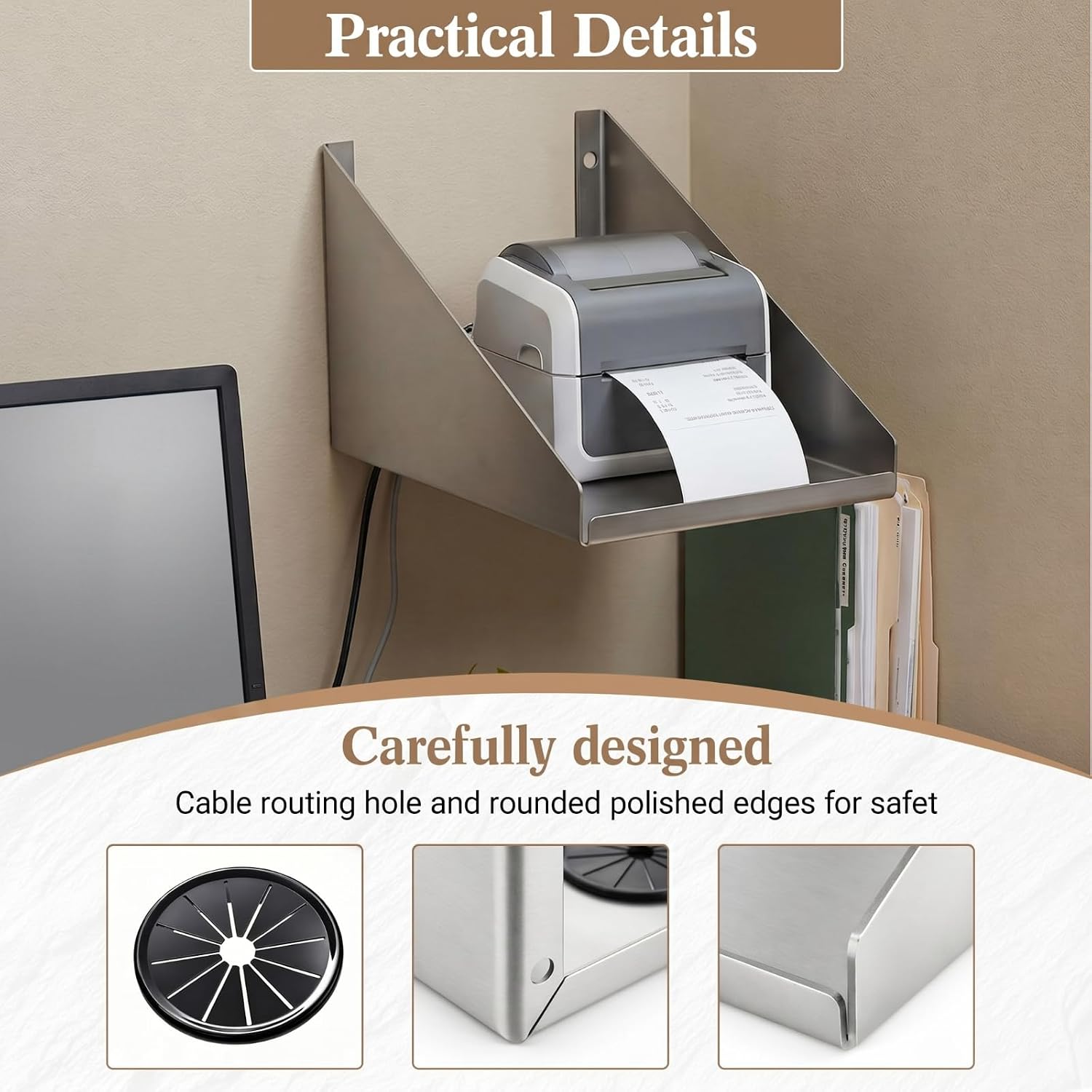 Hicarer Stainless Steel POS Printer Shelf