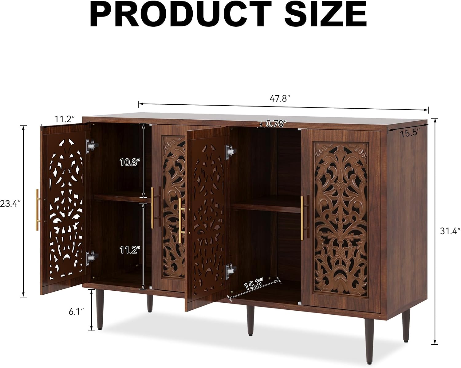 Brown Carved Sideboard
