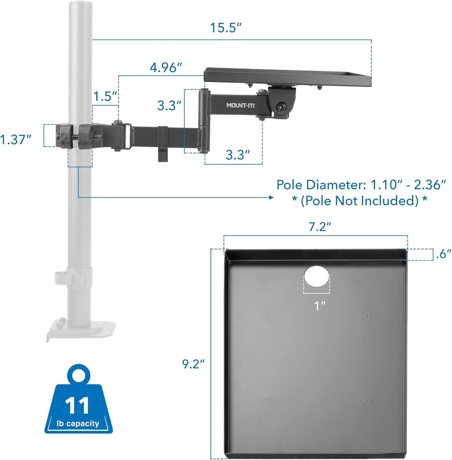 Mount-It! Pole Mount Label Printer Arm