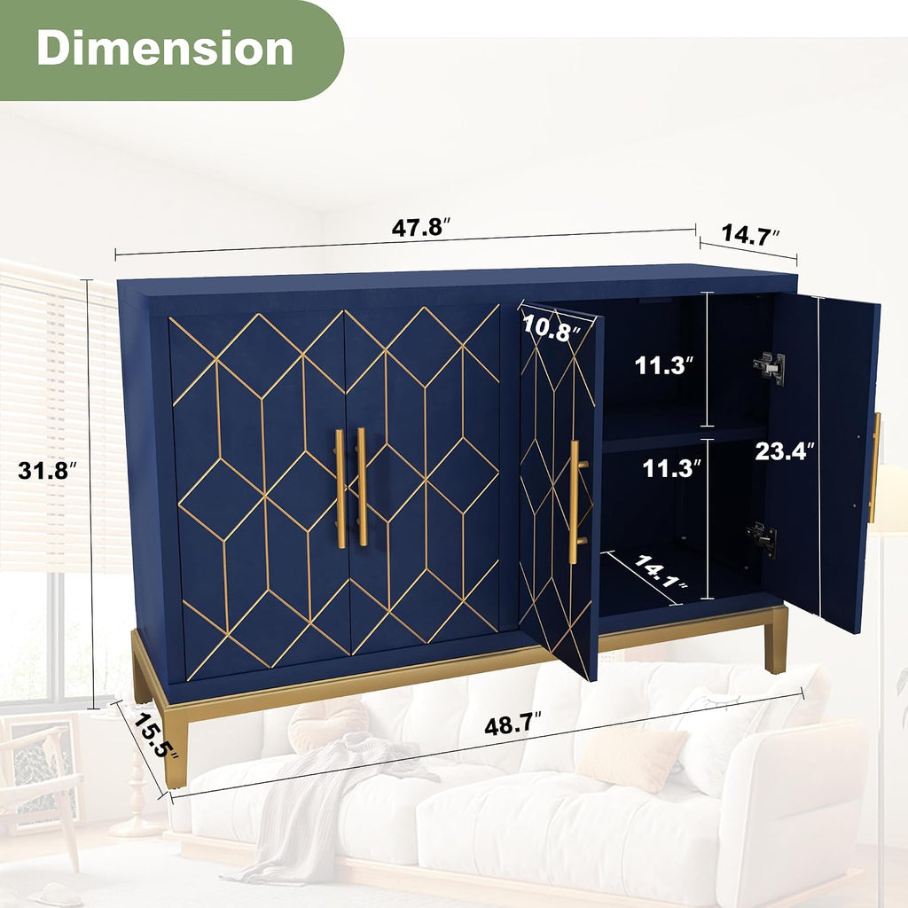 HLR Blue Gold Trim Sideboard