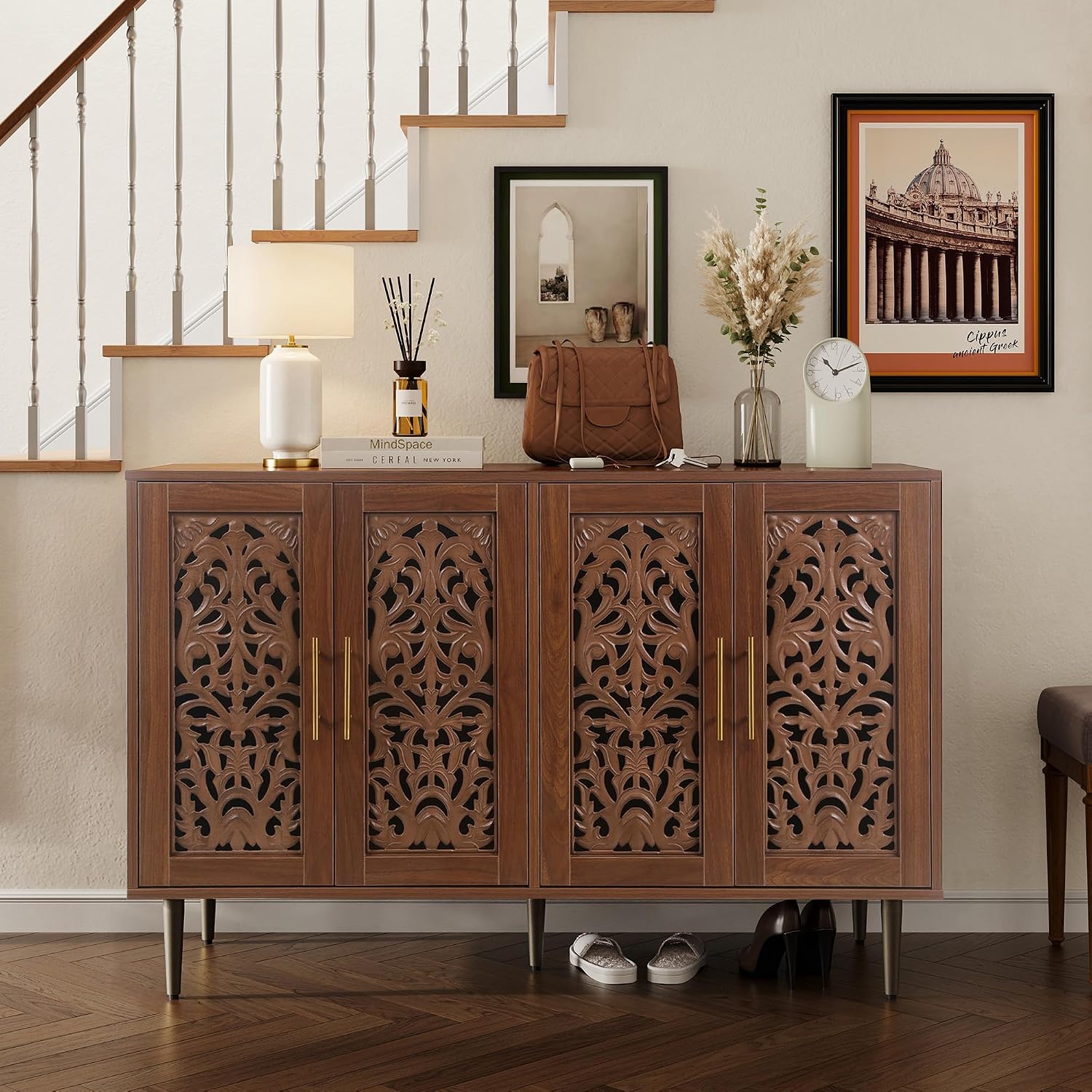 Brown Carved Sideboard