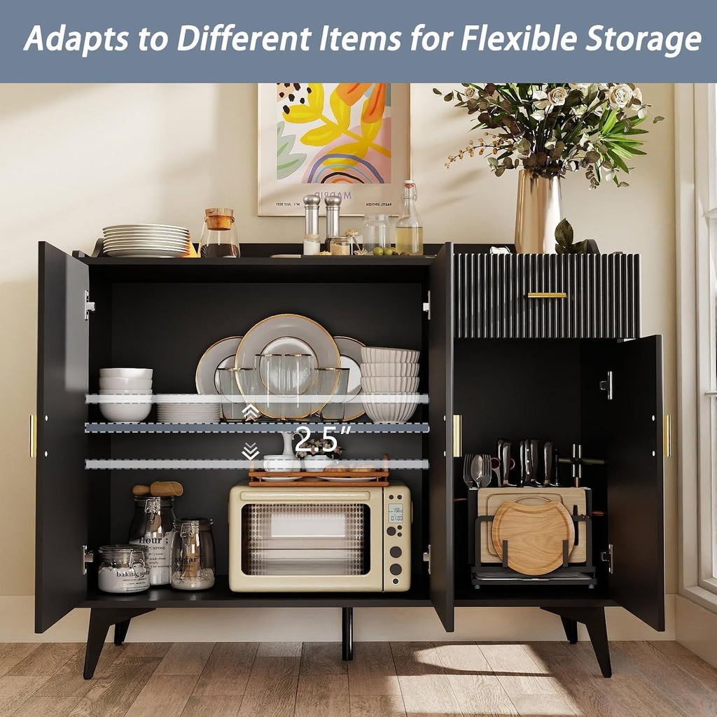 Black Fluted Storage Sideboard