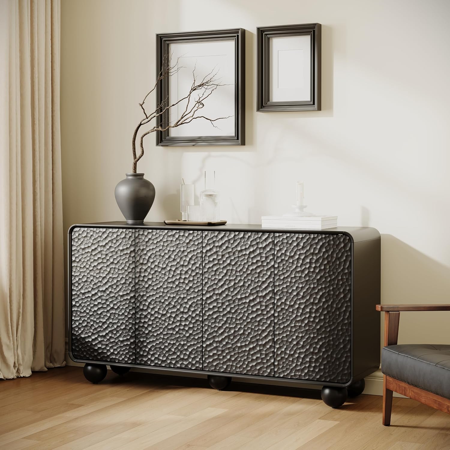 Black Honeycomb Textured Sideboard