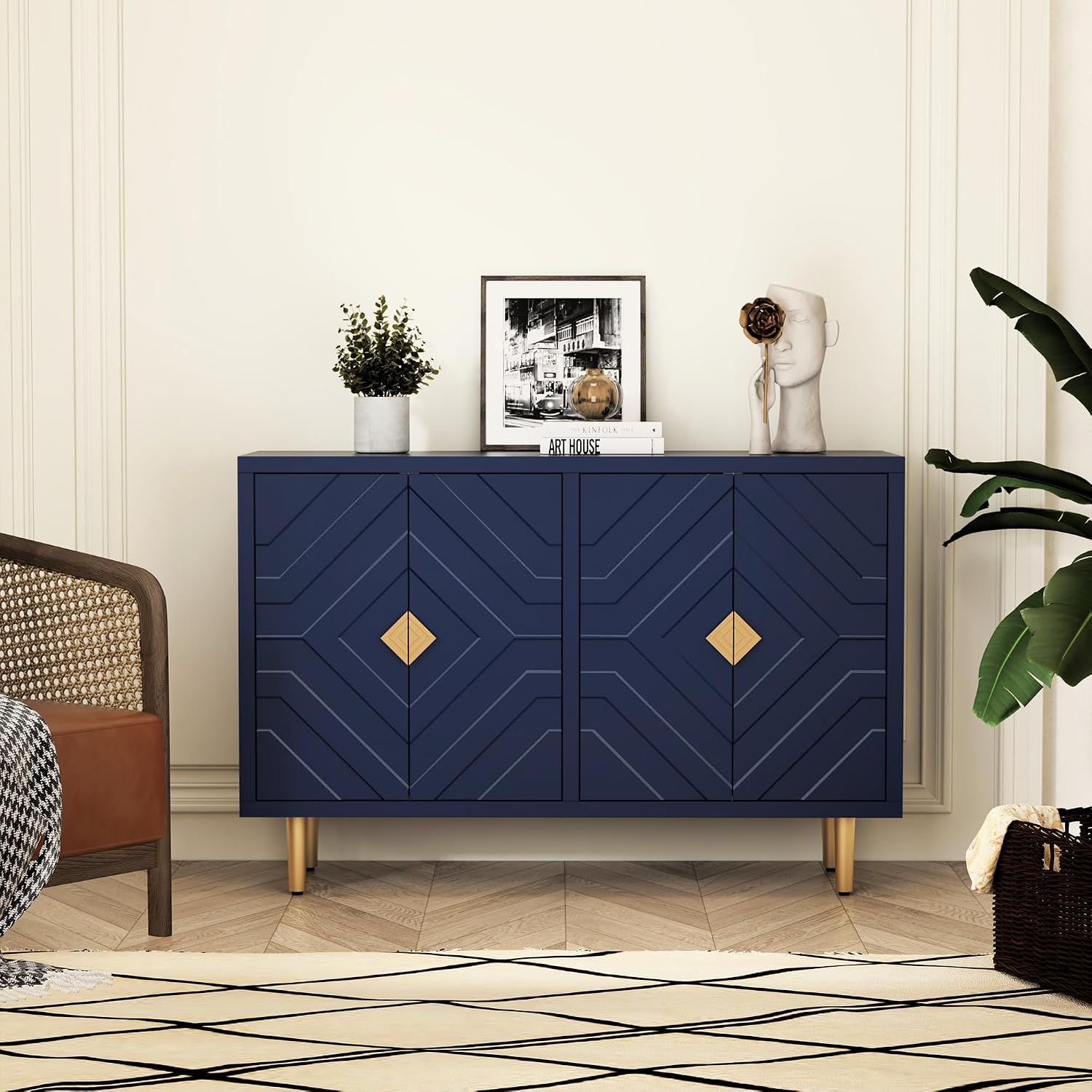 Embossed 4-Door Sideboard