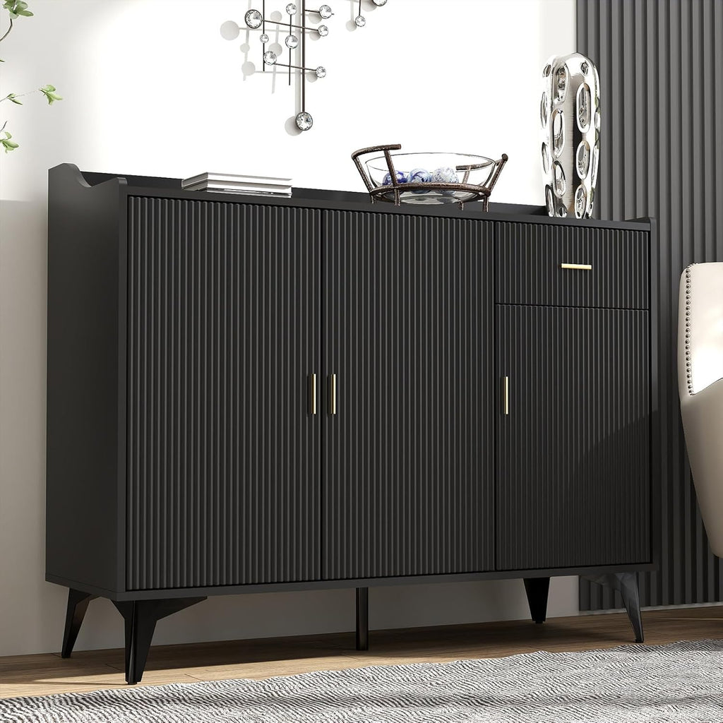 Black Fluted Storage Sideboard