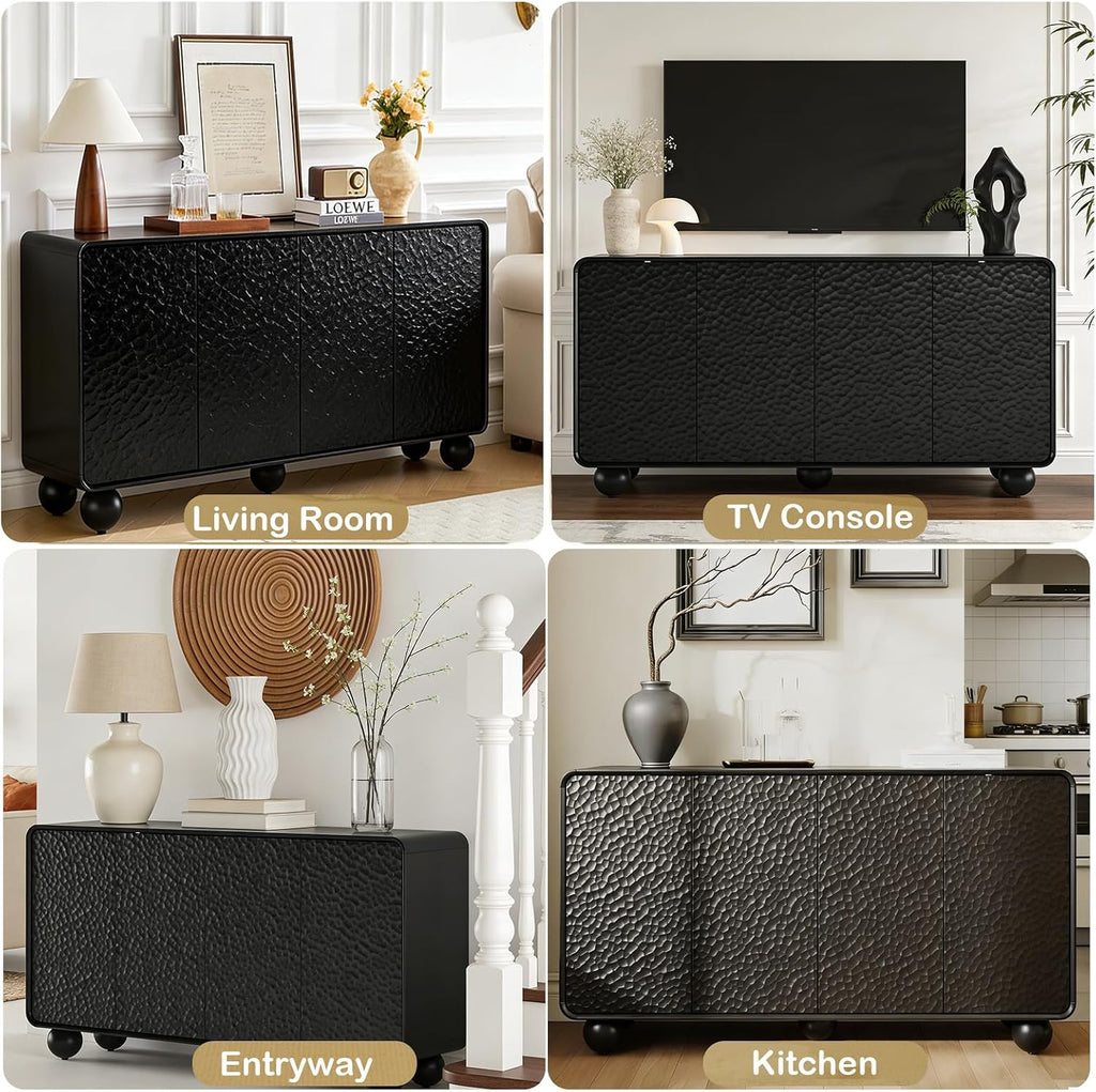 Black Honeycomb Textured Sideboard