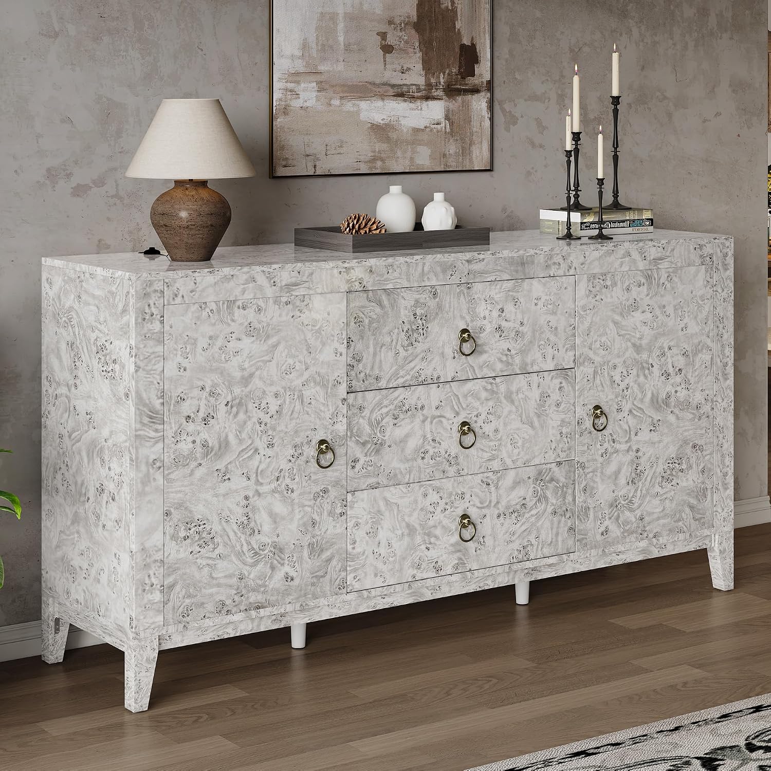 Grey Burl Wood Sideboard