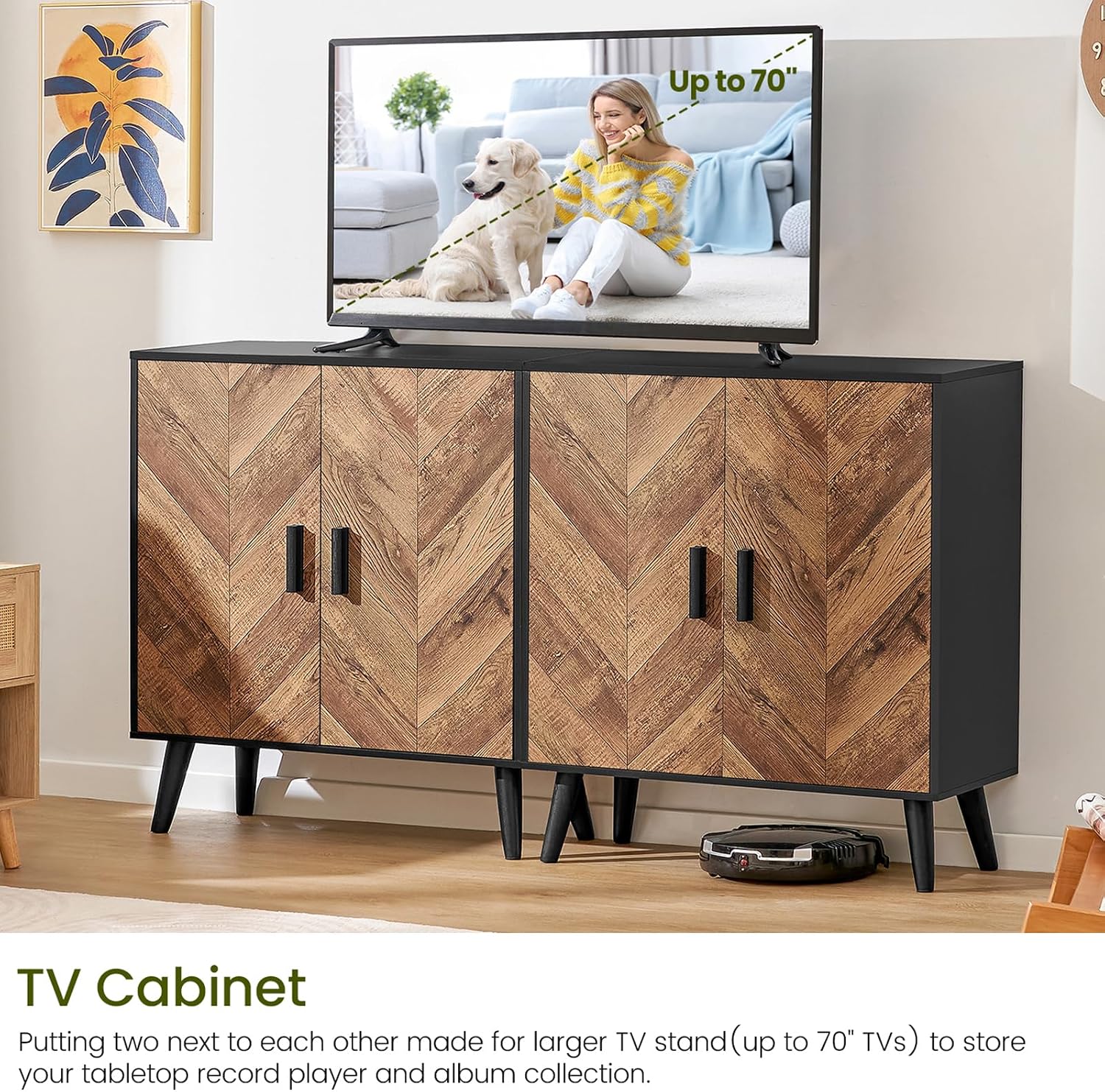 Iwell Black Storage Sideboard Cabinet
