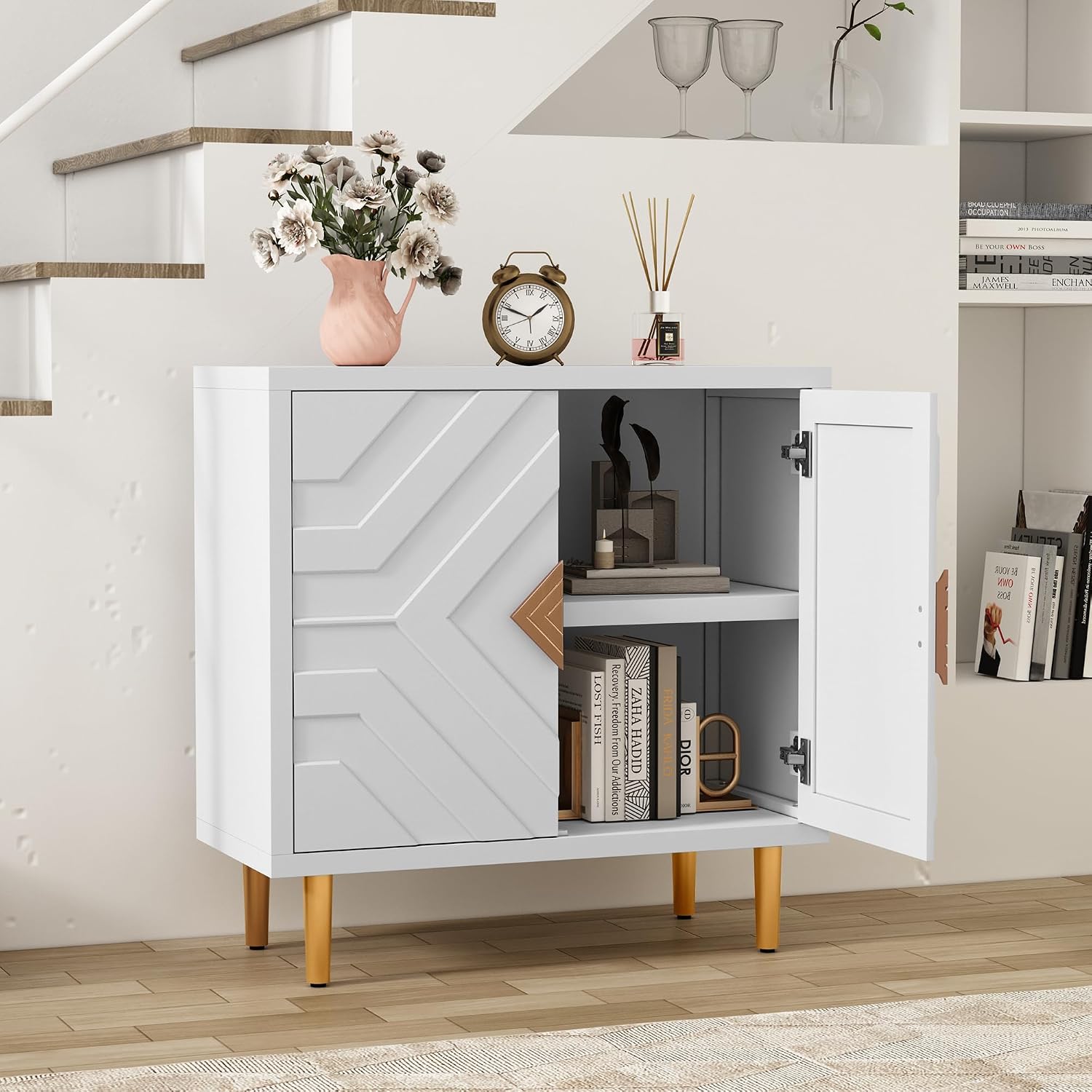Embossed Door Sideboard Storage Cabinet