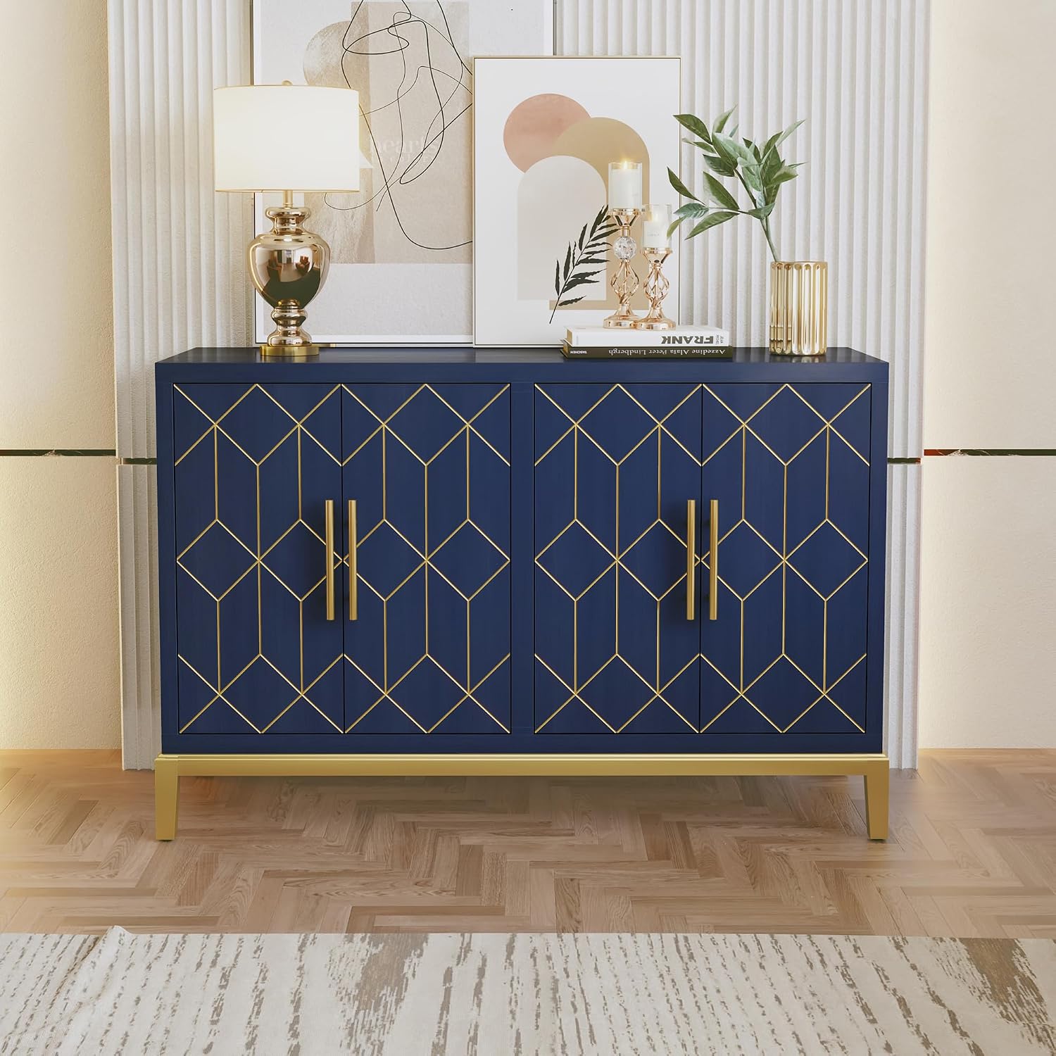 HLR Blue Gold Trim Sideboard