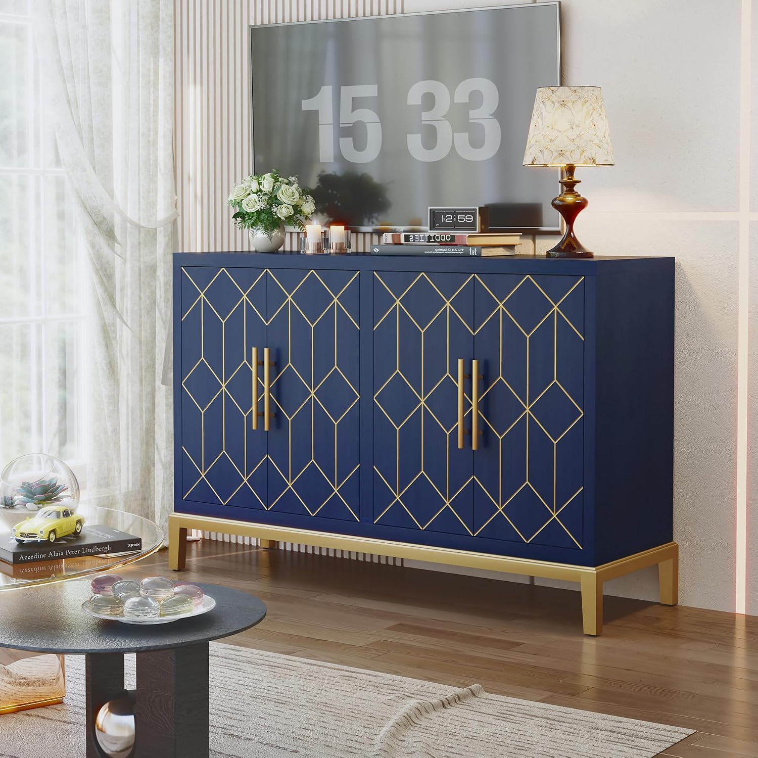 HLR Blue Gold Trim Sideboard