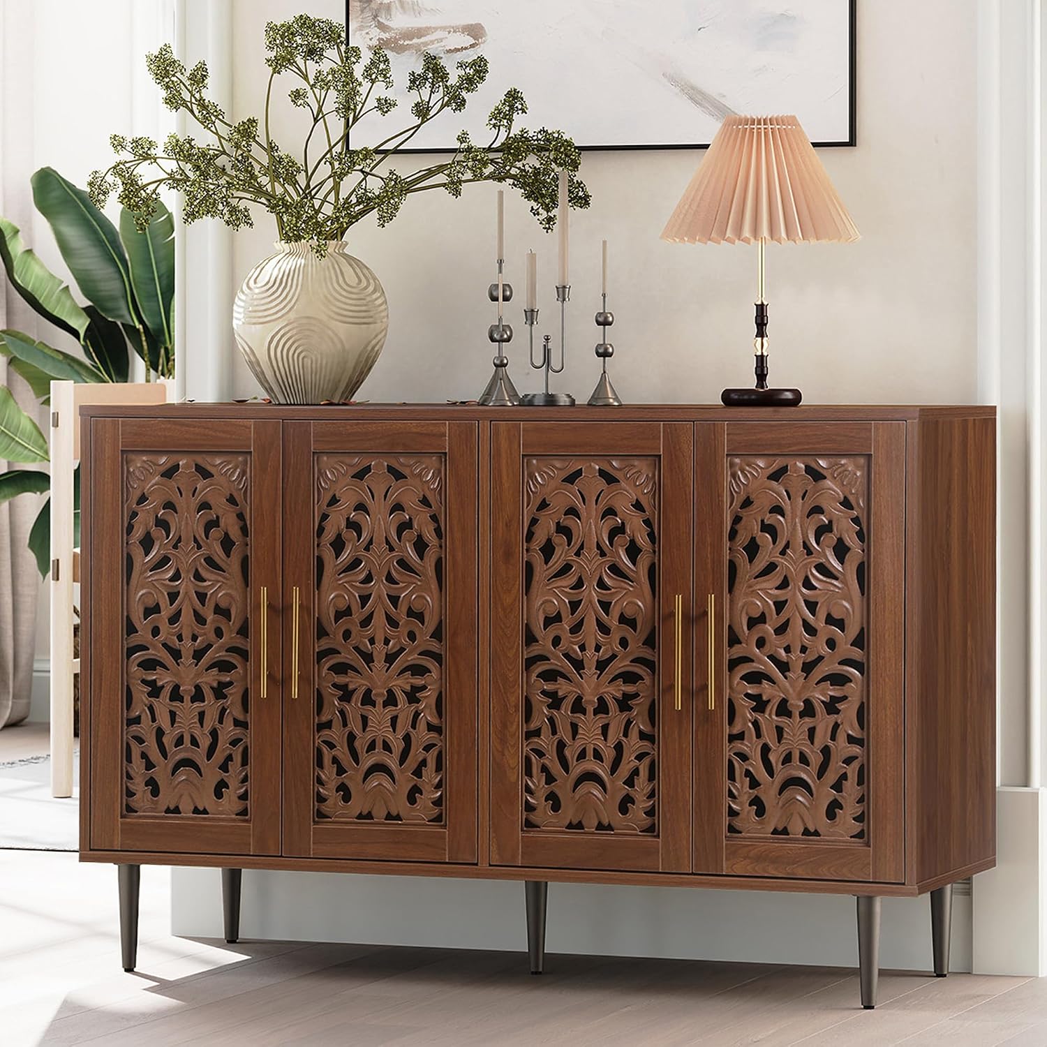 Brown Carved Sideboard