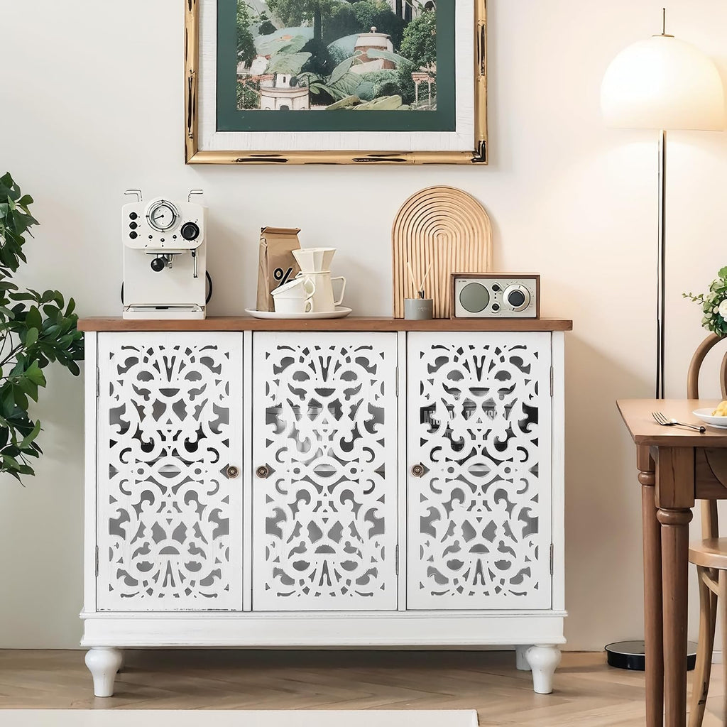 White Farmhouse Sideboard Cabinet
