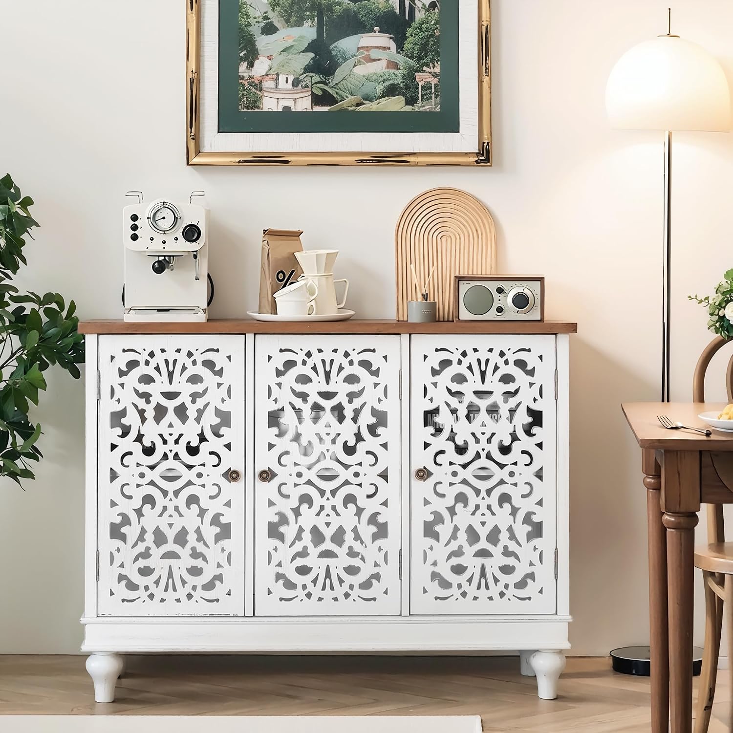 White Farmhouse Sideboard Cabinet