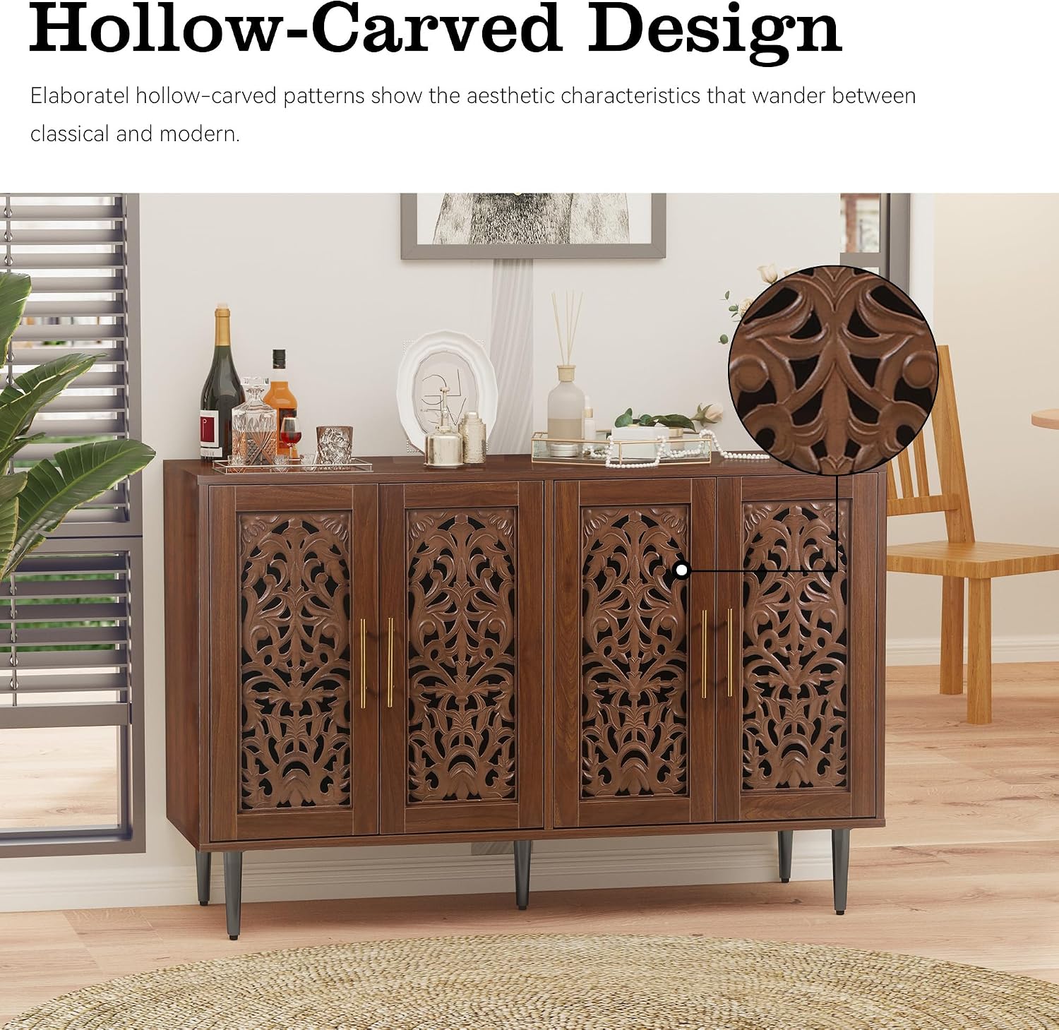 Brown Carved Sideboard