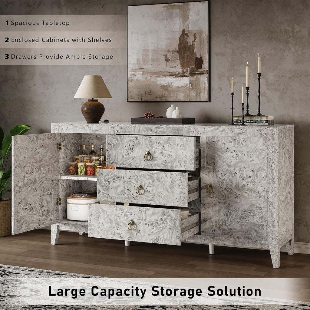 Grey Burl Wood Sideboard